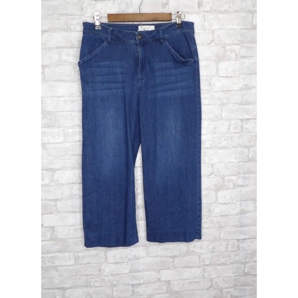 J. Jill Denim Authentic Fit Full-Leg Crop Jeans Lyocell Blue Medium‎ Wash Size 6 - Picture 1 of 15